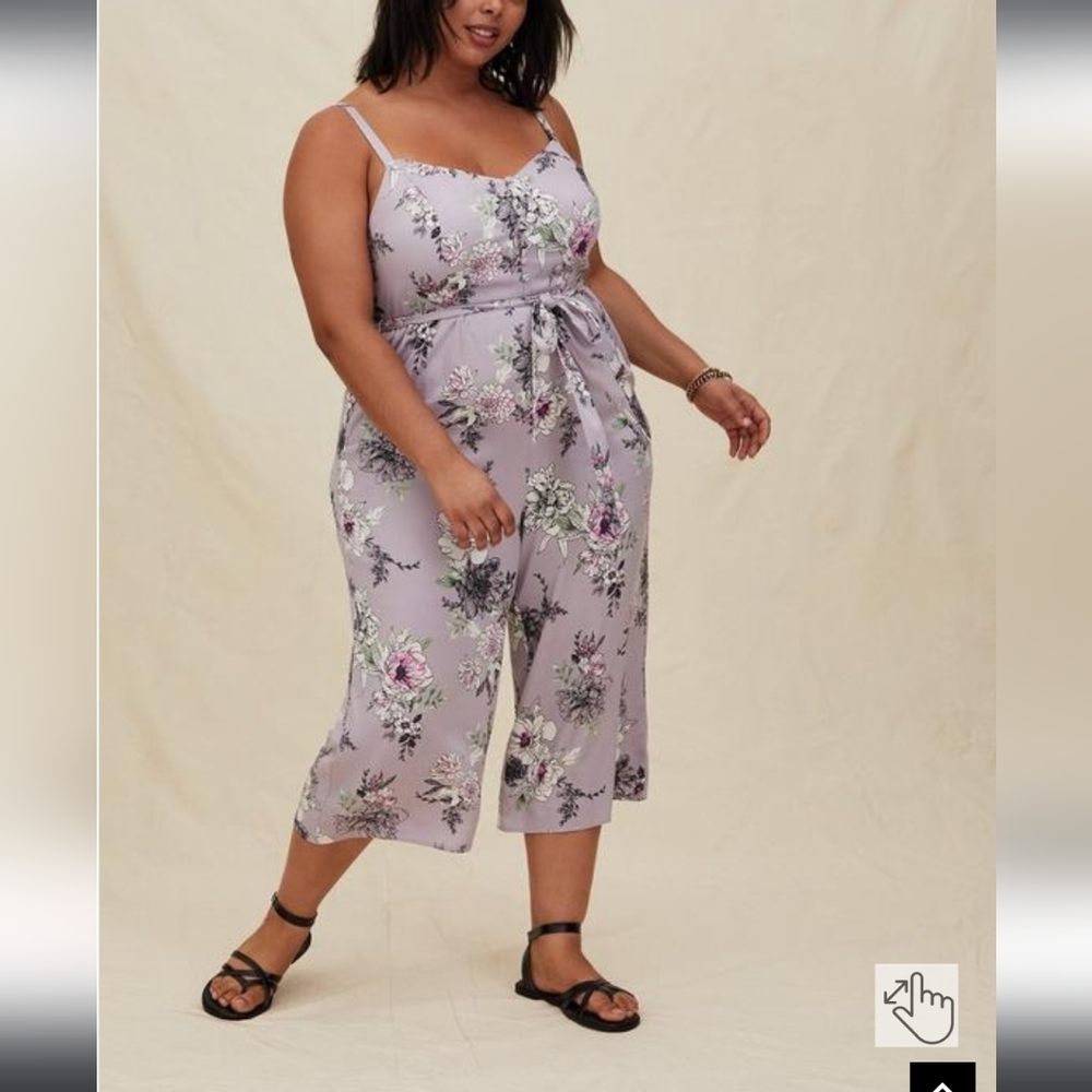 Plus Size 3X Challis Culotte Jumpsuit purple Torrid spring outfit women's
